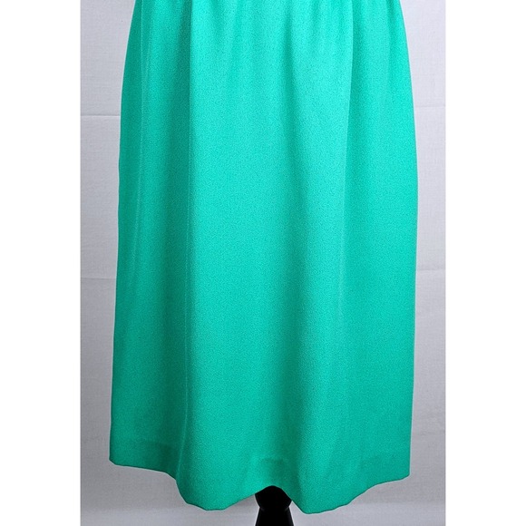 Vintage Andrea Gayle Women's Teal Green Button Front Belted Sheath Dress Size 16 - Picture 3 of 12